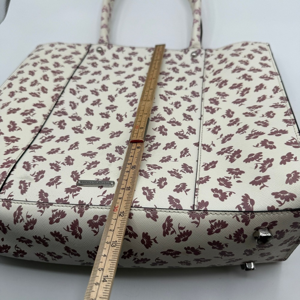 Rebecca Minkoff Tote Bag Women Large Cream Floral Saffiano Leather M.A.B. Work - Picture 12 of 14